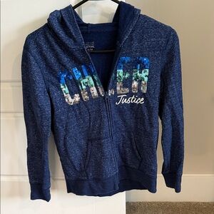 Justice Blue Sequin Chill Hoodie